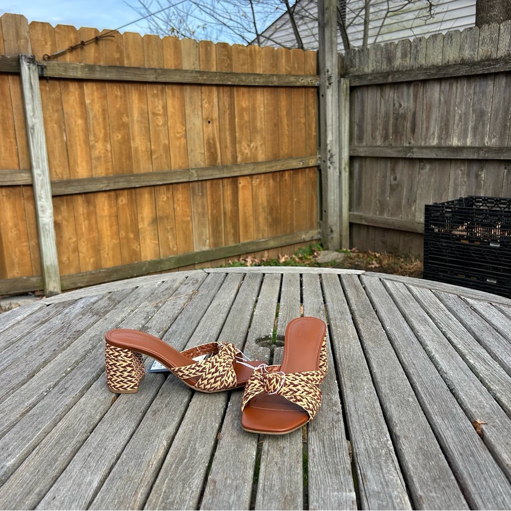 Nwt Women's Aaliyah Raffia Strappy Knot Sandal‎ Heels - Universal Thread size 7